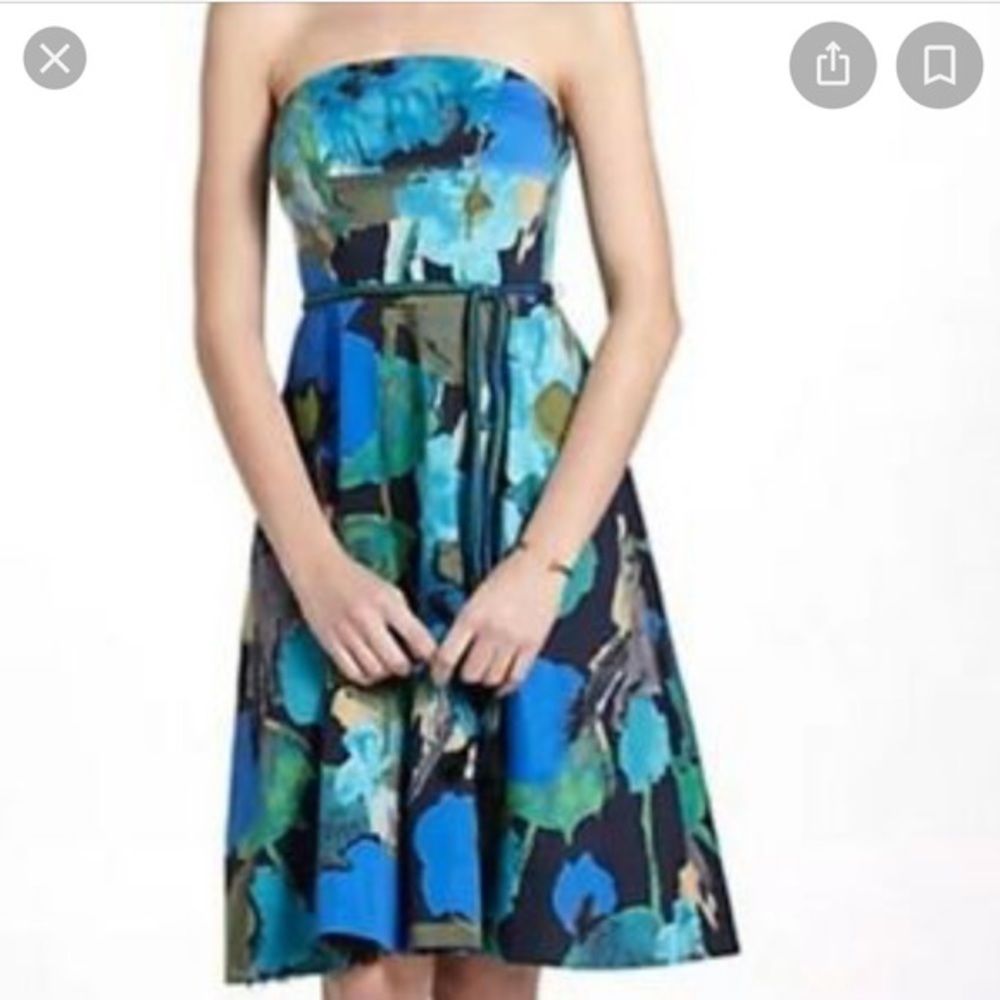 Vanessa Virginia sz 4 green & blue strapless dress
